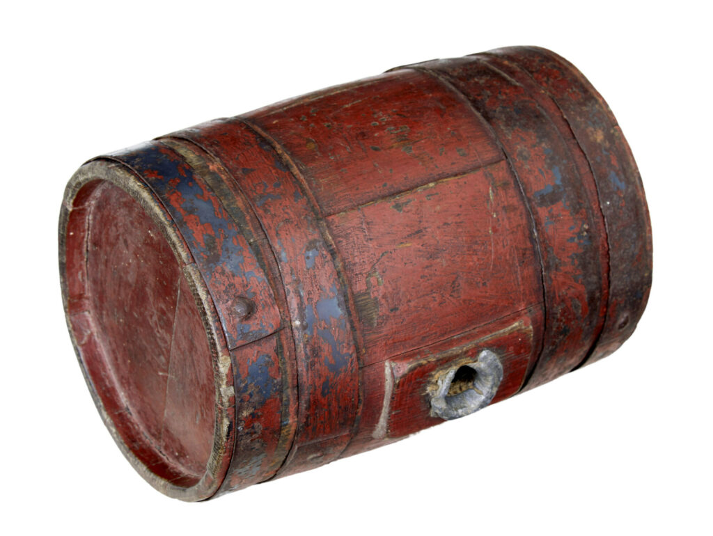 19th Century Scandinavian Painted Oak Barrel — image 1