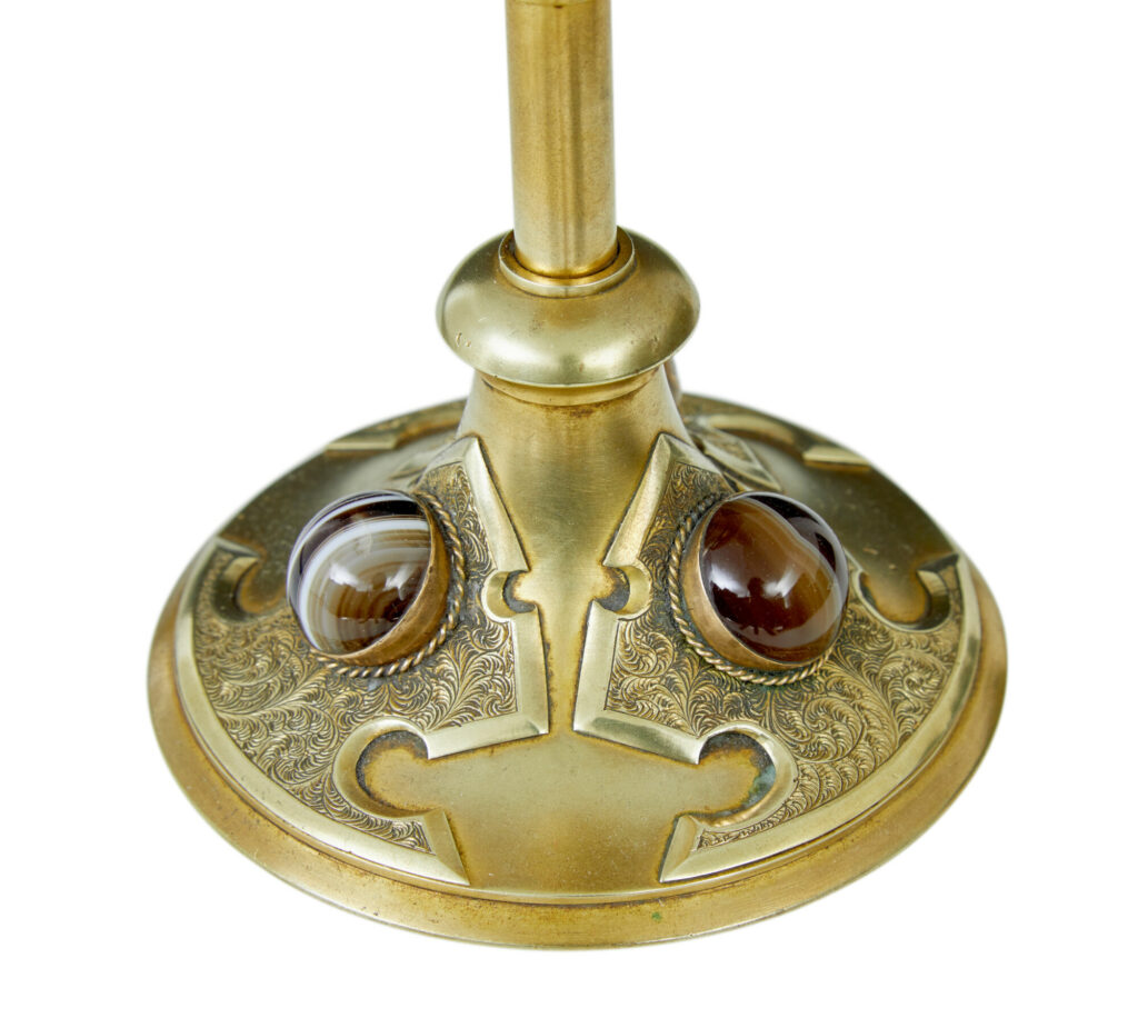 19th Century Aesthetic Movement Brass and Oynx Candlestick — image 5