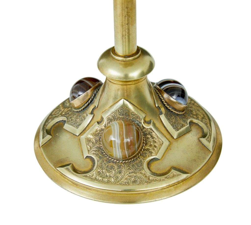 19th Century Aesthetic Movement Brass and Oynx Candlestick — image 4