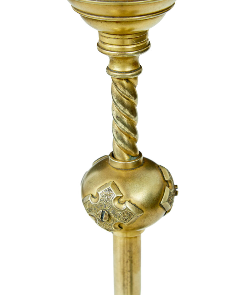 19th Century Aesthetic Movement Brass and Oynx Candlestick — image 3