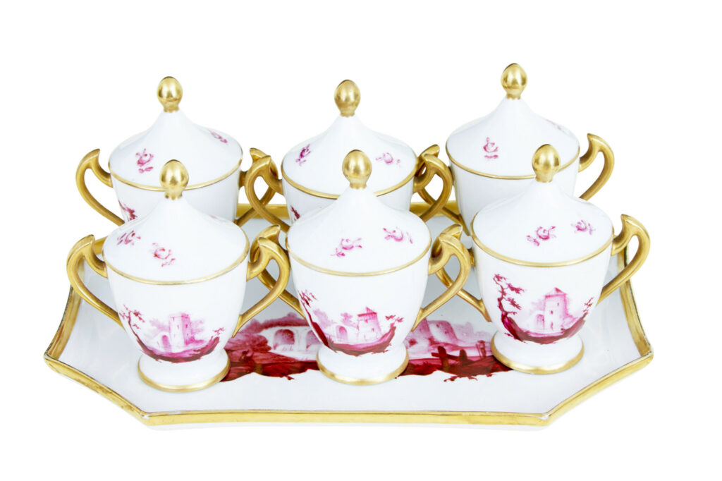 20th Century French Porcelain 7 Piece Dessert Set — image 2