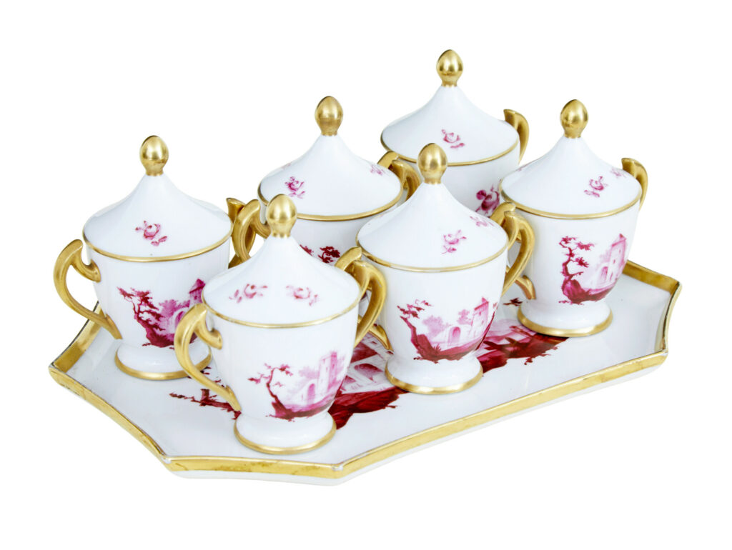 20th Century French Porcelain 7 Piece Dessert Set — image 1