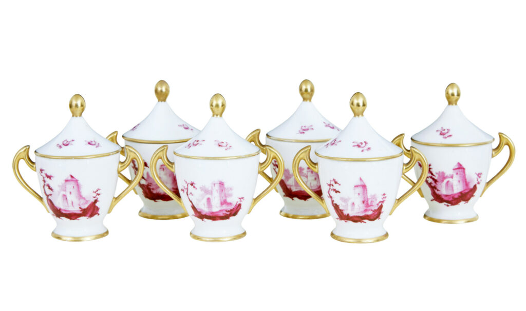 20th Century French Porcelain 7 Piece Dessert Set — image 6