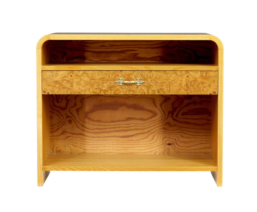 Mid Century Scandinavian Shaped Birch Bedside Table — image 6