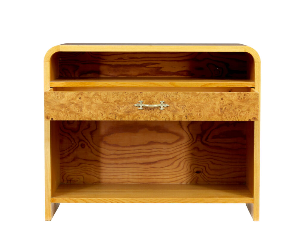 Mid Century Scandinavian Shaped Birch Bedside Table — image 5
