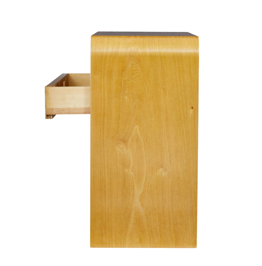 Mid Century Scandinavian Shaped Birch Bedside Table — image 4