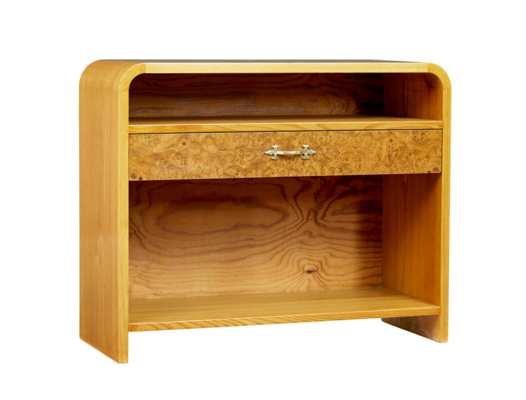 MID CENTURY SCANDINAVIAN SHAPED BIRCH BEDSIDE TABLE