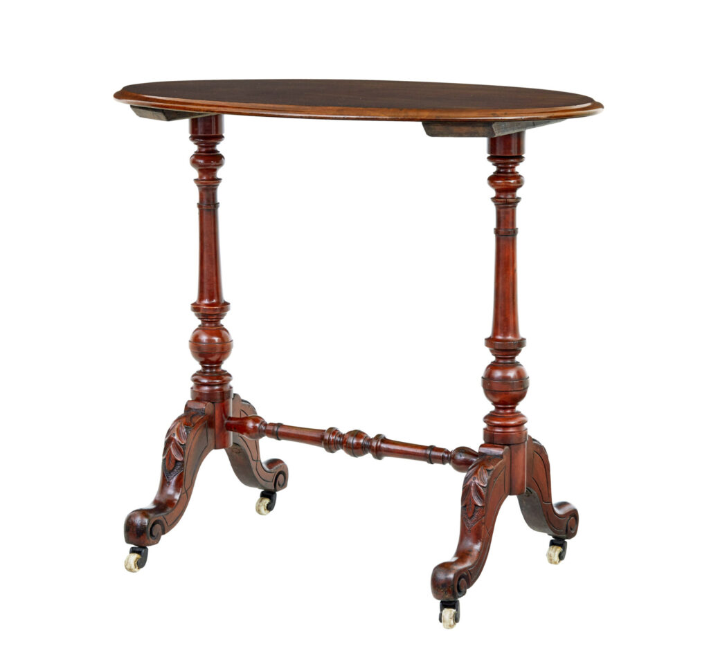 19th Century Victorian Walnut Oval Occasional Table