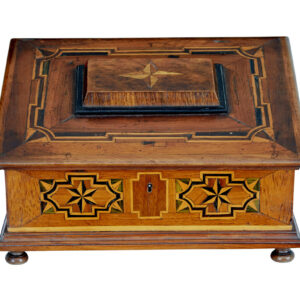 19TH CENTURY MARQUETRY FRUITWOOD DESKTOP BOX