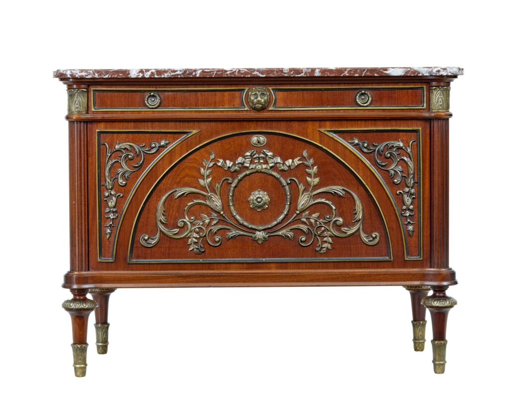 Mid Century Rococo Revival Marble Top Chest of Drawers