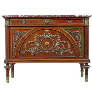 MID CENTURY ROCOCO REVIVAL MARBLE TOP CHEST OF DRAWERS