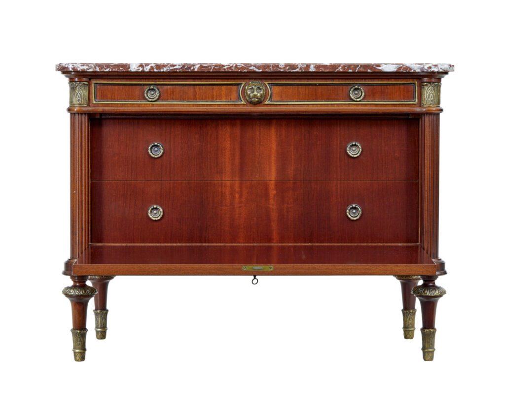 Mid Century Rococo Revival Marble Top Chest of Drawers — image 9