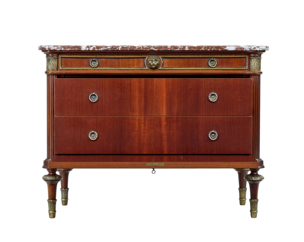 Mid Century Rococo Revival Marble Top Chest of Drawers — image 8