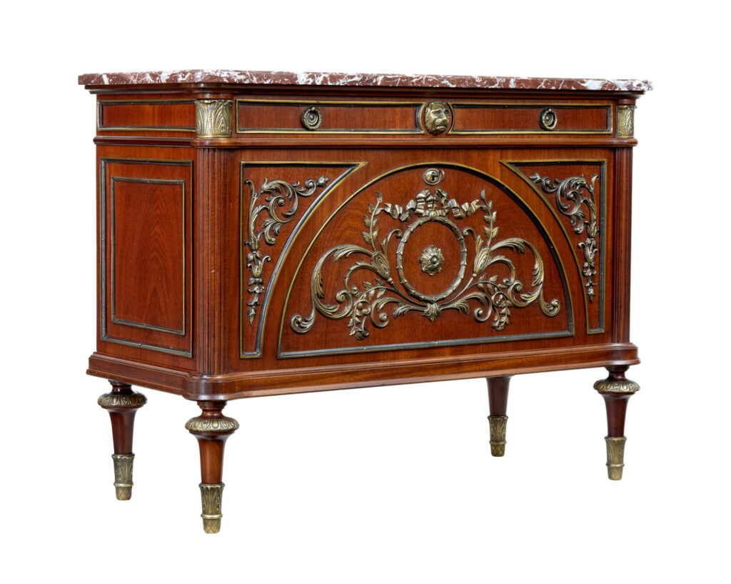 Mid Century Rococo Revival Marble Top Chest of Drawers — image 5