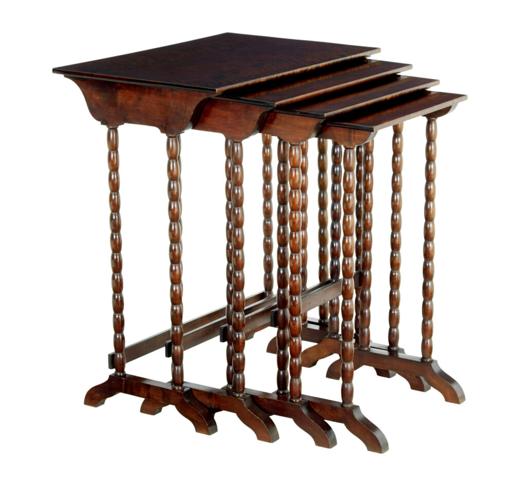 NEST OF 4 MID CENTURY SCANDINAVIAN BIRCH TABLES