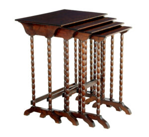 NEST OF 4 MID CENTURY SCANDINAVIAN BIRCH TABLES