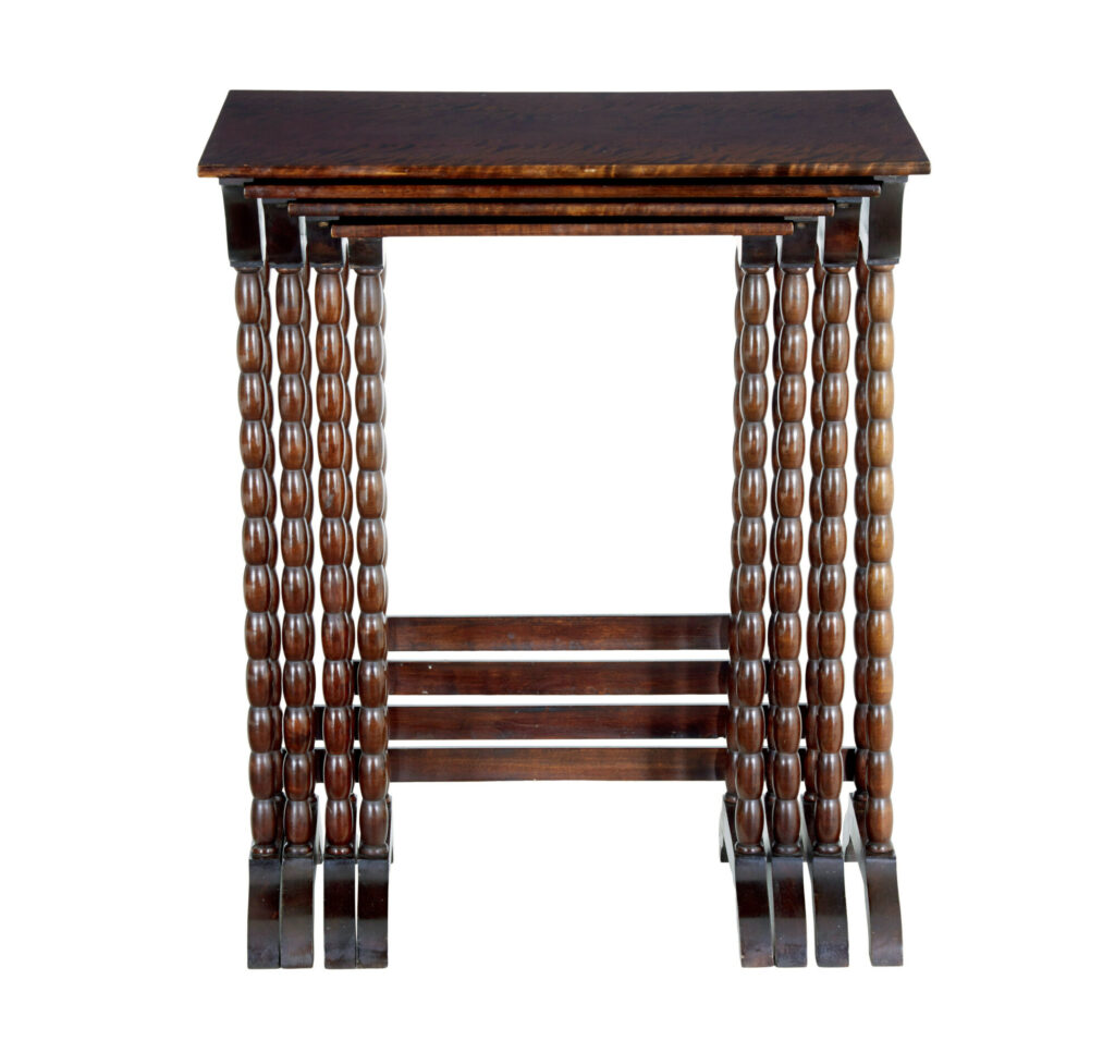 Nest of 4 Mid Century Scandinavian Birch Tables — image 2