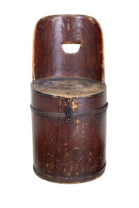 19TH CENTURY SWEDISH PAINTED PINE DUG OUT CHAIR