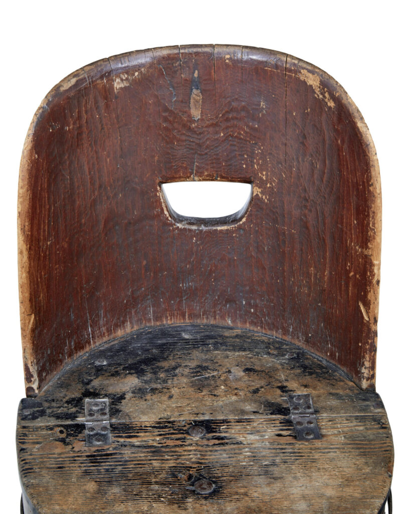 19th Century Swedish Painted Pine Dug Out Chair — image 2