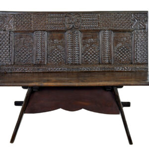 19TH CENTURY VICTORIAN CARVED OAK BENCH