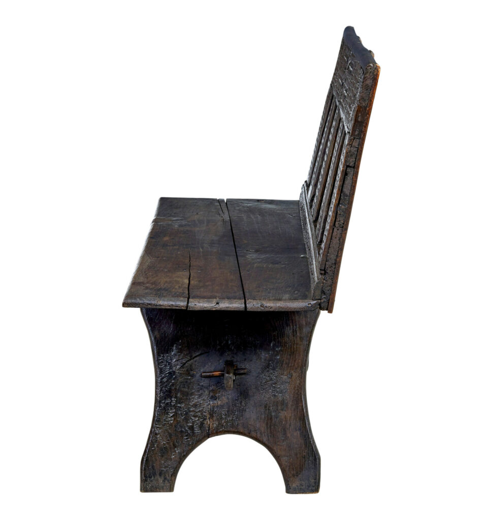 19th Century Victorian Carved Oak Bench — image 9