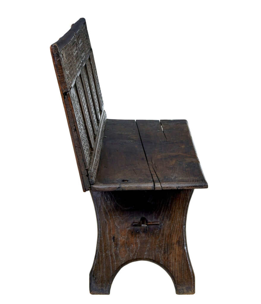 19th Century Victorian Carved Oak Bench — image 8
