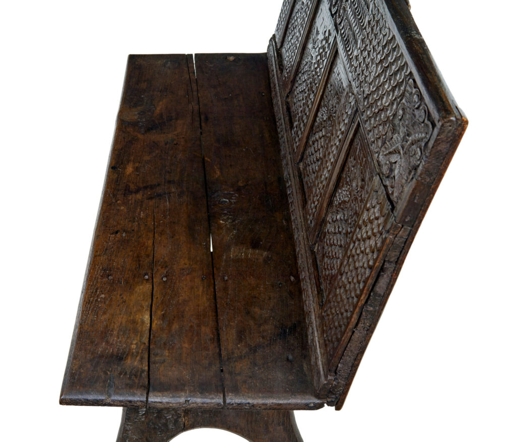 19th Century Victorian Carved Oak Bench — image 6