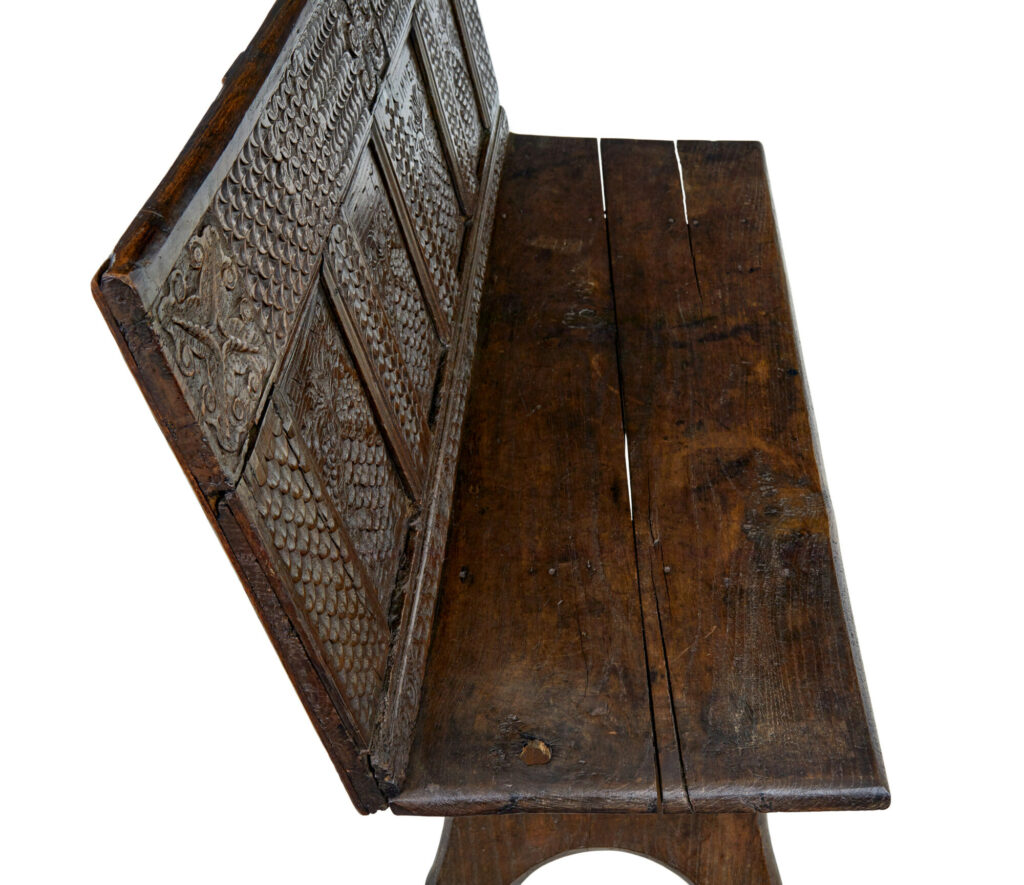 19th Century Victorian Carved Oak Bench — image 5