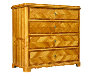 MID 19TH CENTURY SCANDINAVIAN INLAID ELM CHEST OF DRAWERS