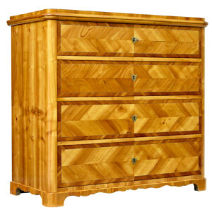 MID 19TH CENTURY SCANDINAVIAN INLAID ELM CHEST OF DRAWERS