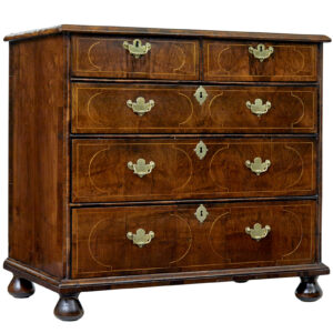 17TH CENTURY WILLIAM AND MARY INLAID WALNUT CHEST OF DRAWERS