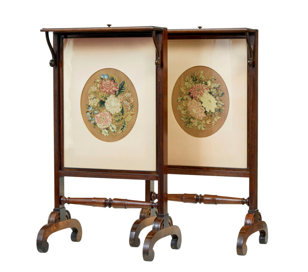 Fine Pair of Regency Period Tapestry Fire Screens