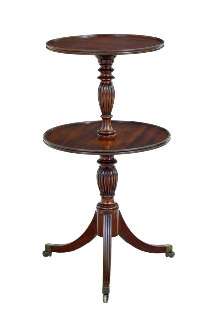 19TH CENTURY WILLIAM IV MAHOGANY 2 TIER CIRCULAR SERVING TABLE