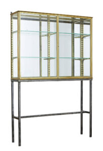 FRENCH 1920’s BRASS GLAZED SHOP DISPLAY CABINET BY SIEGEL