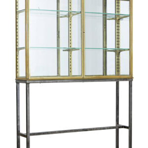 FRENCH 1920’s BRASS GLAZED SHOP DISPLAY CABINET BY SIEGEL