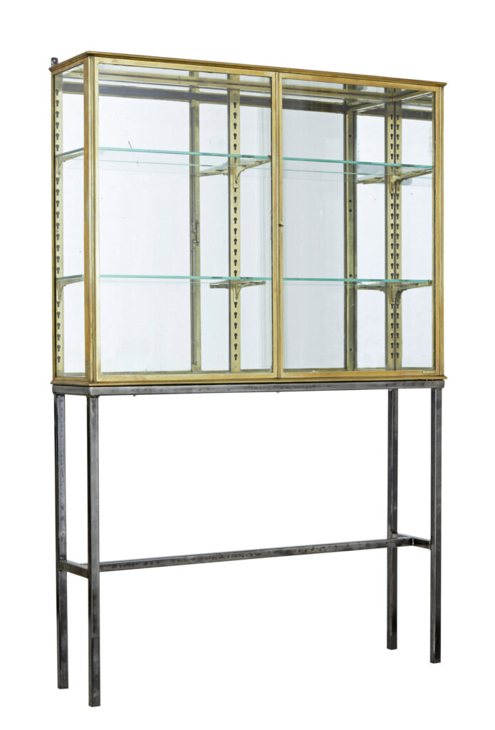French 1920’s Brass Glazed Shop Display Cabinet by Siegel