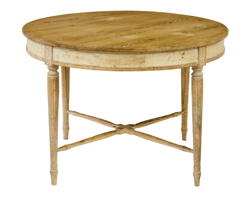 19th Century Circular Scandinavian Pine Dining Table — image 6