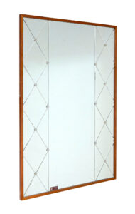 MID CENTURY GLAS & TRA SCANDINAVIAN HARLEQUIN MIRROR
