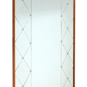 MID CENTURY GLAS & TRA SCANDINAVIAN HARLEQUIN MIRROR