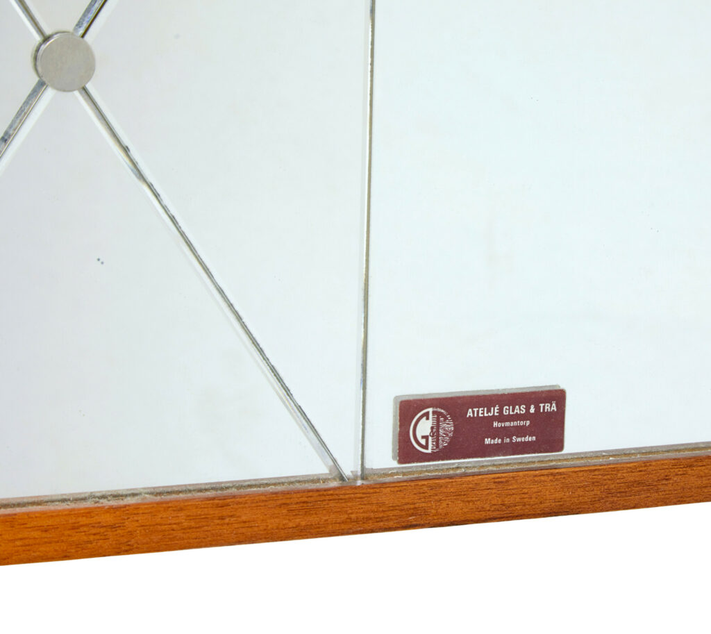 Mid Century Glas &Amp; Tra Scandinavian Harlequin Mirror — image 5