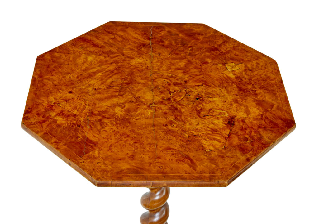 19th Century Scandinavian Burr Elm Octagonal Side Table — image 2