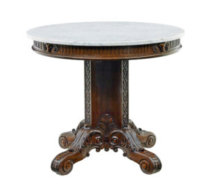 19TH CENTURY CARVED OAK AND MARBLE CENTER TABLE