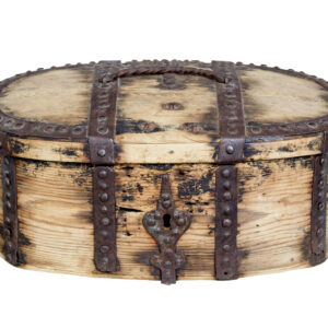 MID 18TH CENTURY SWEDISH PINE BAROQUE METAL BOUND BOX