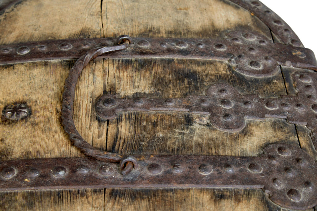 Mid 18th Century Swedish Pine Baroque Metal Bound Box — image 2