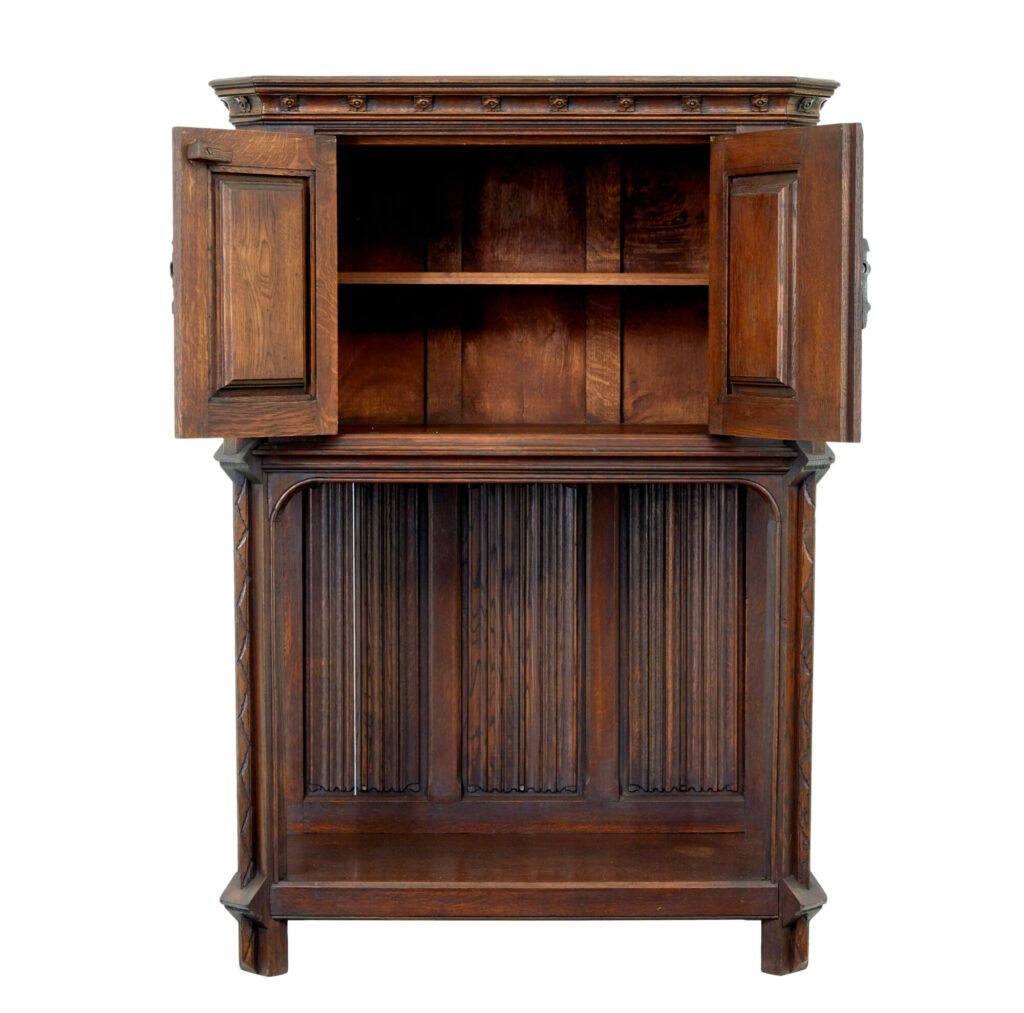 Early 20th Century Carved Oak Renaissance Revival Cupboard — image 5