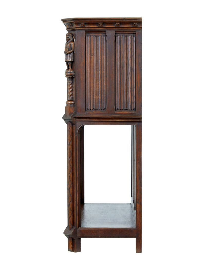 Early 20th Century Carved Oak Renaissance Revival Cupboard — image 4