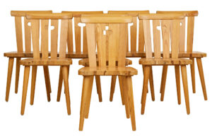 SET OF 8 MID CENTURY SWEDISH PINE DINING CHAIRS