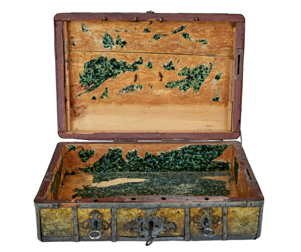 Late 18th Century Scandinavian Metal Bound Box — image 3