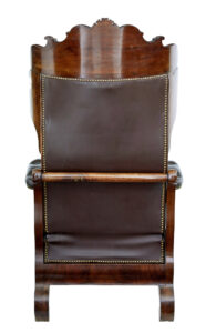Mid 19th Century French Empire Mahogany and Leather Reclining Chair — thumbnail 9