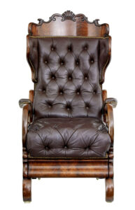 Mid 19th Century French Empire Mahogany and Leather Reclining Chair — thumbnail 7